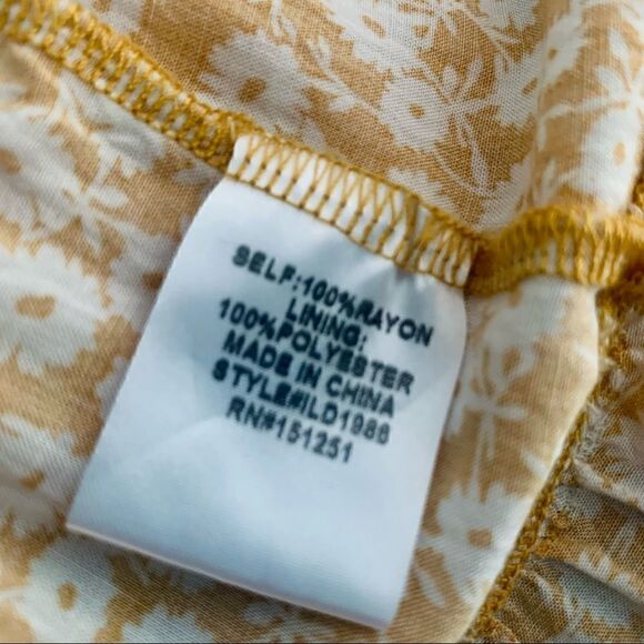 Ivy May Mustard Yellow & White Floral Boho Ruffled Sun Dress Size Small - Picture 11 of 11